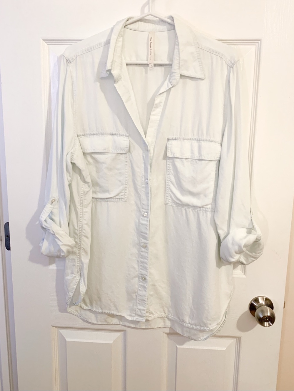 The Group Babaton Lightweight light blue Button-Front Utility Shirt - size L